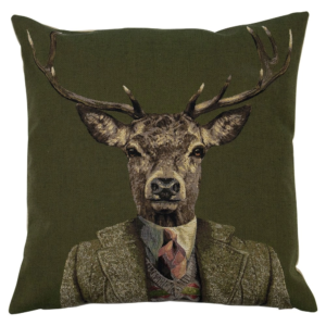 Coussin vert cerf cravate recto